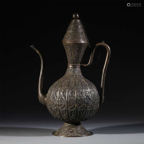 CHINESE SILVER DRAGON KETTLE