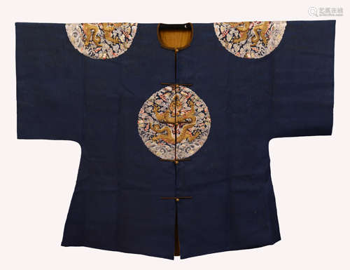 CHINESE BLUE ROUND DRAGON IMPERIAL ROBE