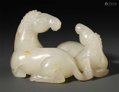 CHINESE JADE HORSE TABLE ITEM