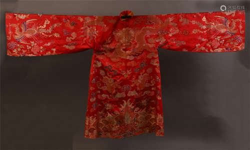 CHINESE RED EMBROIDERY PHOENIX LADY'S ROBE