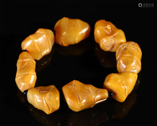 CHINESE SOAPSTONE TIANHUANG BEAD BRACELET