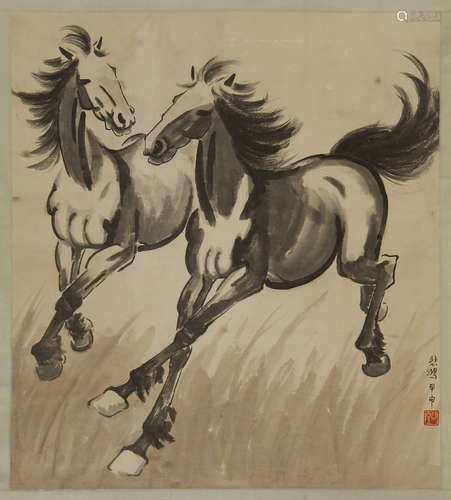 CHINESE SCROLL PAINTING OF HORSE