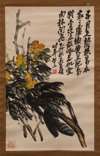 CHINESE SCROLL PAINTING OF FLOWER BY WU CHANGSHUO PROVENANCE: FROM THE COLLECTION OF CHRISTINE LATTY (1899-1981)