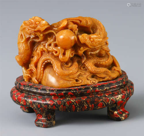 CHINESE SOAPSTONE TIANHUANG DRAGON TABLE ITEM