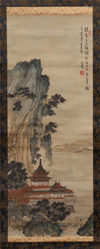 CHINESE SCROLL PAINTING OF MOUNTAIN VIEWS BY PURU PROVENANCE: FROM THE COLLECTION OF CHRISTINE LATTY (1899-1981)