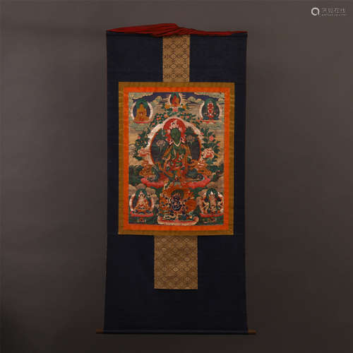 TIBETAN THANGKA OF SEATED BUDDHA