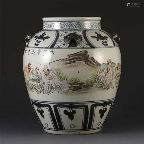 CHINESE PORCELAIN FAMILLE ROSE FIGURES JAR