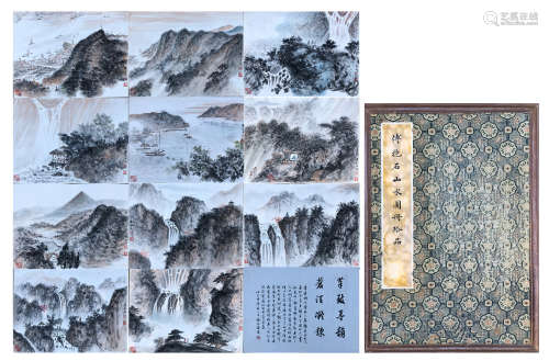 TEN PAGES OF CHINESE ALBUM PAINTING OF MOUNTAIN VIEWS BY FU BAOSHI PROVENANCE: FROM THE COLLECTION OF CHRISTINE LATTY (1899-1981)