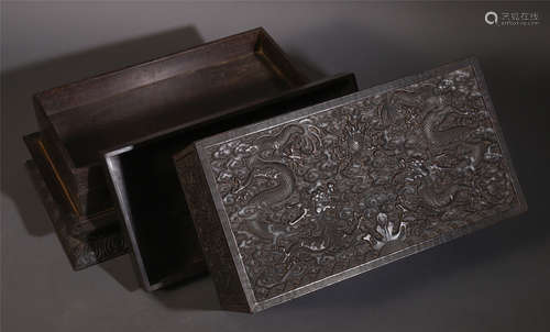 CHINESE HARDWOOD ZITAN DRAGON LAYERED BOX