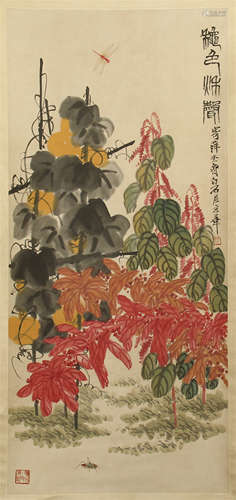 CHINESE SCROLL PAINTING OF FLOWER