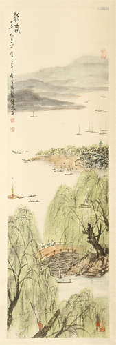 CHINESE SCROLL PAINTING OF RIVER VIEWS