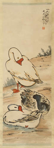 CHINESE SCROLL PAINTING OF GOOSE