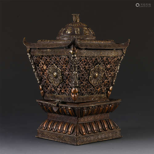 CHINESE GILT BRONZE CANDLE HOLDER