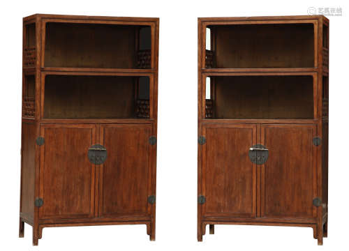 PAIR OF CHINESE HARDWOOD HUANGHUALI DOUBLE DOOR CABINET PROVENANCE: FROM THE COLLECTION OF CHRISTINE LATTY (1899-1981)