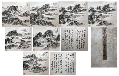 TEN PAGES OF CHINESE ALBUM PAINTING OF MOUNTAIN VIEWS BY HUANG BINHONG PROVENANCE: FROM THE COLLECTION OF CHRISTINE LATTY (1899-1981)