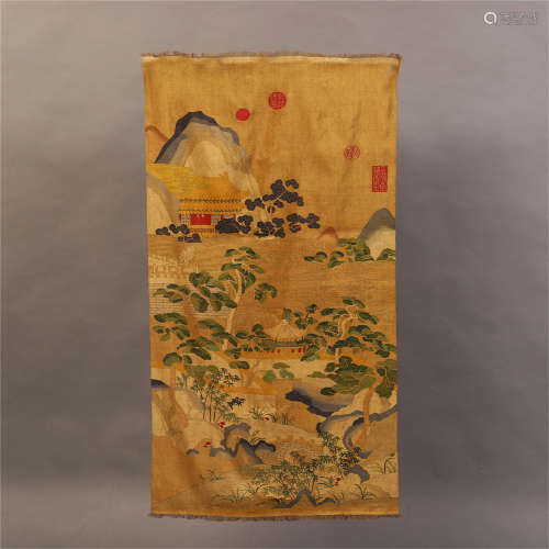CHINESE EMBROIDERY KESI TAPESTRY OF MOUNTAIN VIEWS