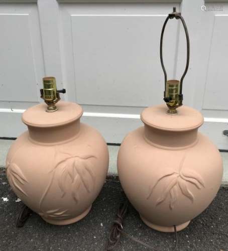 Pair of Art Pottery Terracotta Table Lamps