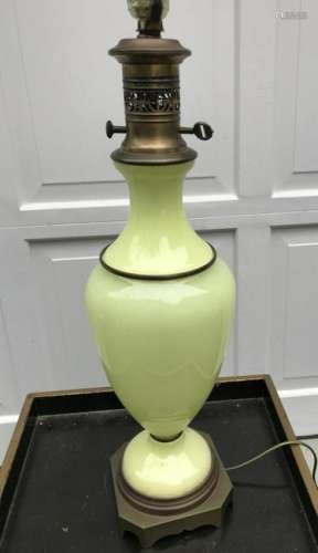 Vintage Green Opaline Glass Balustrade Form Lamp