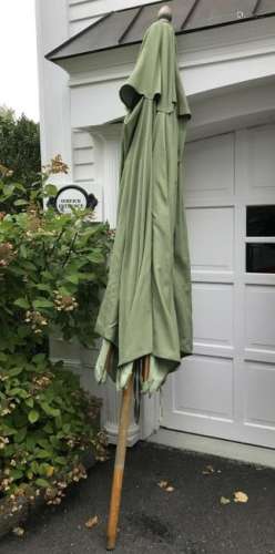 Teak Wood & Outdoor Fabric Garden Umbrella