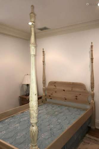 Queen Size Pickled Pine Four Poster Bed
