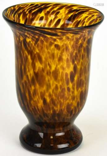 Contemporary Faux Tortoise Shell Art Glass Vase