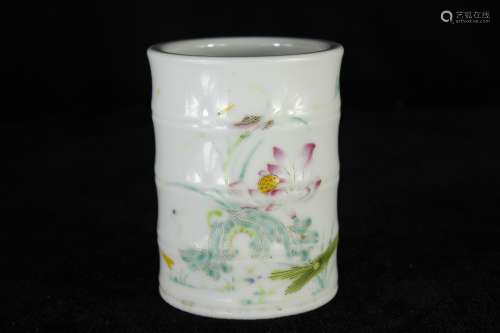 A Chinese Famille-Rose Porcelain Brush Pot