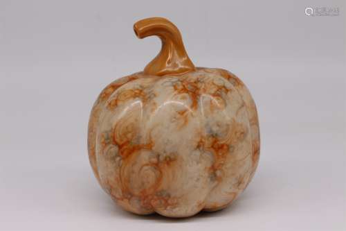 A Chinese Bionic Glazed Porcelain Pumpkin