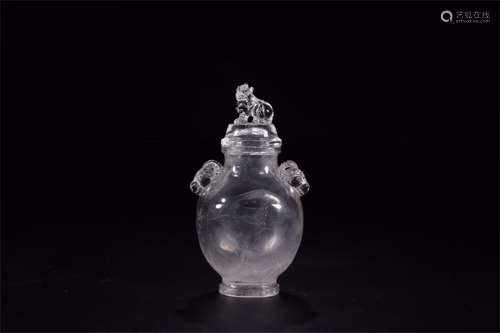 A Chinese Carved Rock Crystal Vase with Cover