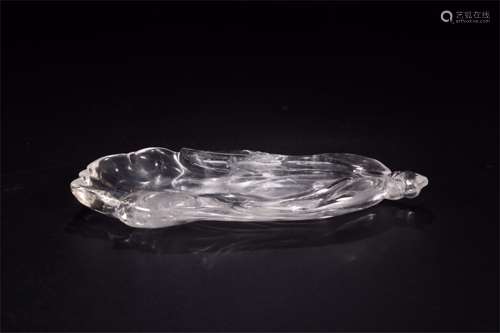 A Chinese Carved Rock Crystal Brush Paste