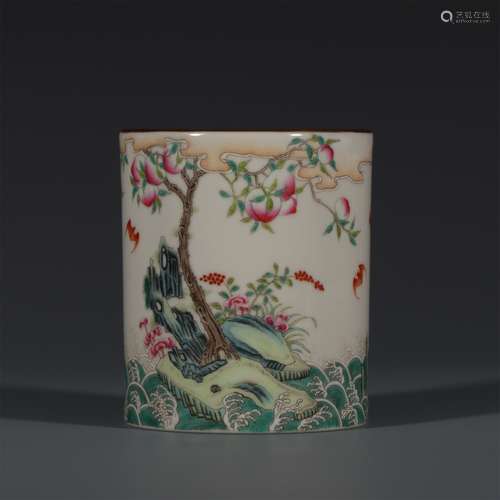 A Chinese Famille-Rose Porcelain Brush Pot