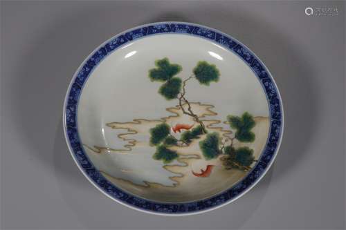 A Chinese Blue and White Famille-Rose Porcelain Plate