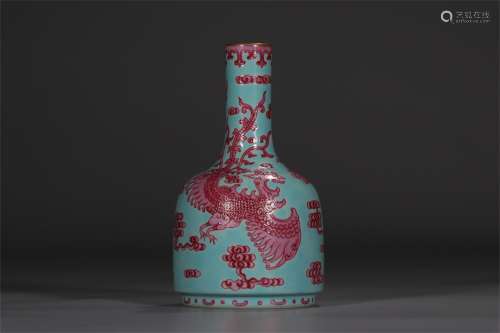 A Chinese Turquoise-Green and Rouge-Red Glazed Porcelain Vase