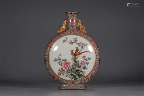 A Chinese Enamel Glazed Porcelain Moon Flask