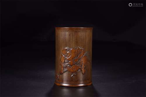 A Chinese Carved Bamboo Brush Pot