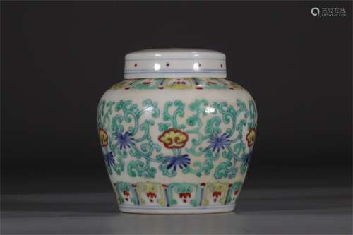 A Chinese Dou-Cai Glazed Porcelain Jar with Cover