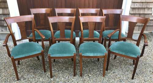 8 Dining Room Chairs w Custom Fabric by Grange