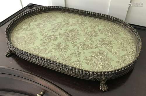 Bronze & Porcelain Vanity or Table Top Tray