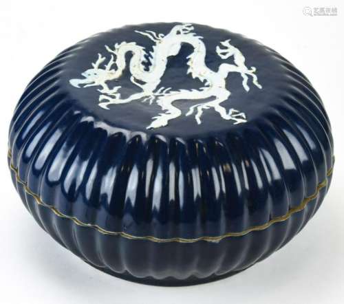 Chinese Blue Glaze Porcelain Covered Box