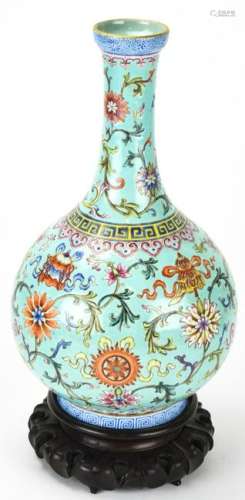 Chinese Famille Rose Porcelain Bottle Vase Signed