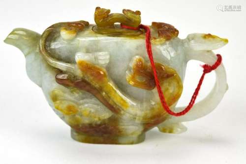 Chinese Miniature Carved Jade Teapot