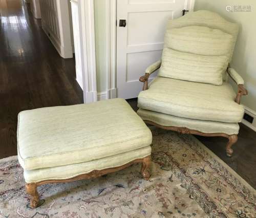 French Country Provencal Arm Chair & Ottoman