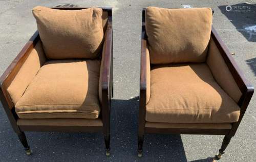 Pair Contemporary Upholstered Arm Chairs