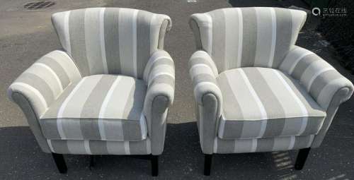 Pair Contemporary Upholstered Arm / Club Chairs