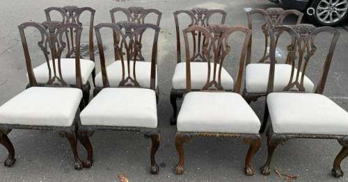 8 Queen Anne Style Claw Foot Dining Chairs