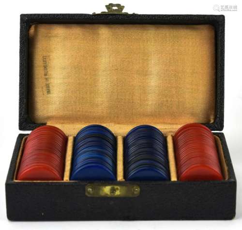 Antique Hungarian Boxed Set Miniature Poker Chips