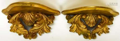 Pair Italian Florentine Style Gilt Wall Brackets