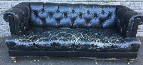 Chesterfield Style Distressed Leather Sofa / Couch