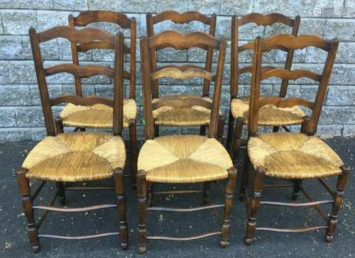 6 Country Style Ladder Back Dining Chairs