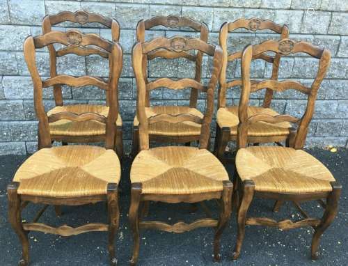 6 Country Style Ladder Back Dining / Side Chairs