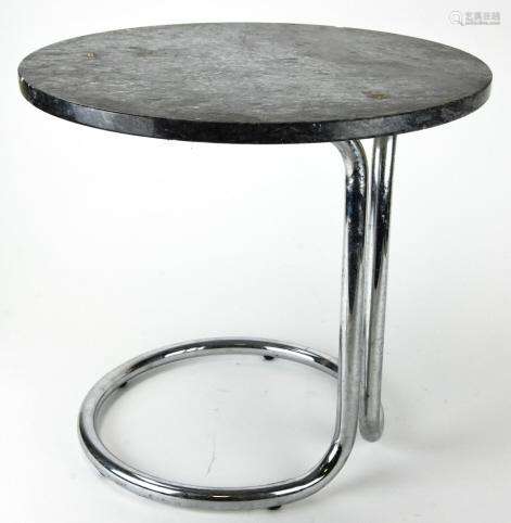 Mid Century Chrome & Marble Top Side Table